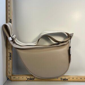 BCBGeneration Beige Leather Crossbody Bag Adjustable Strap Modern Casual Purse